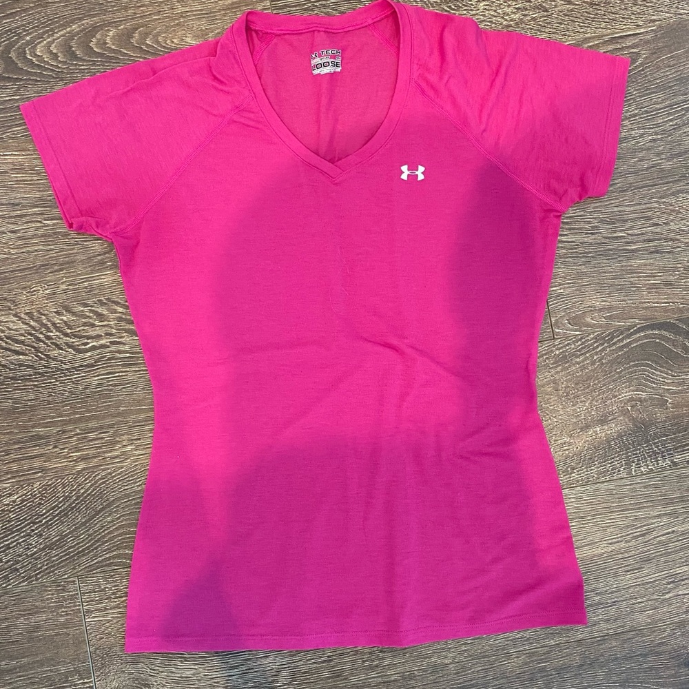 Pink under armor athletic shirt